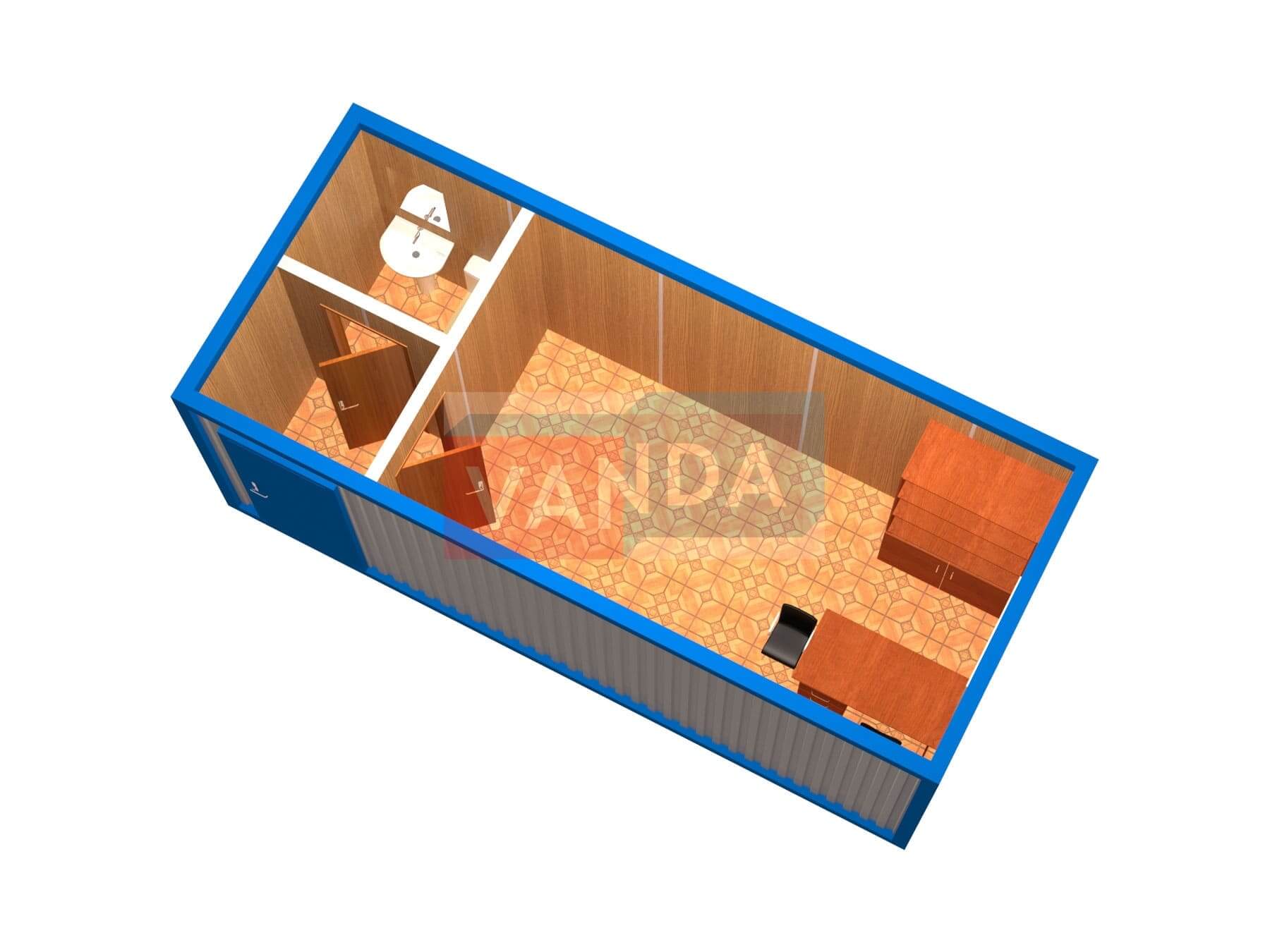 Блок-контейнер офисный с тамбуром и санузлом №5 (вариант 3)